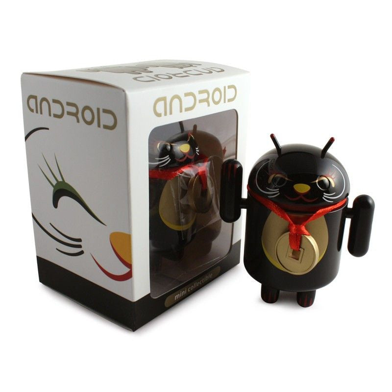 Android Mini Collectible Lucky Cat Series - Black Lucky Cat w/ Collar Coin - Nike