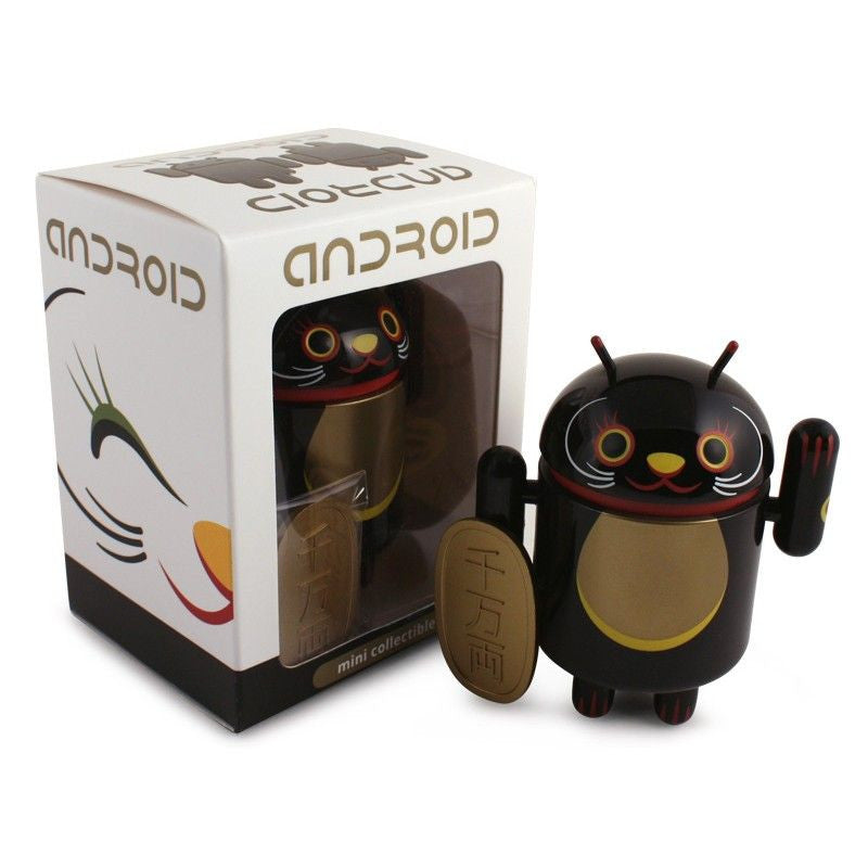 Android Mini Collectible Lucky Cat Series - Black Lucky Cat w/ Koban Coin - Nike