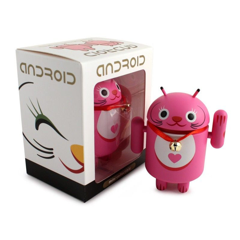 Android Mini Collectible Lucky Cat Series - Pink Lucky Cat w/ Collar Bell - Nike