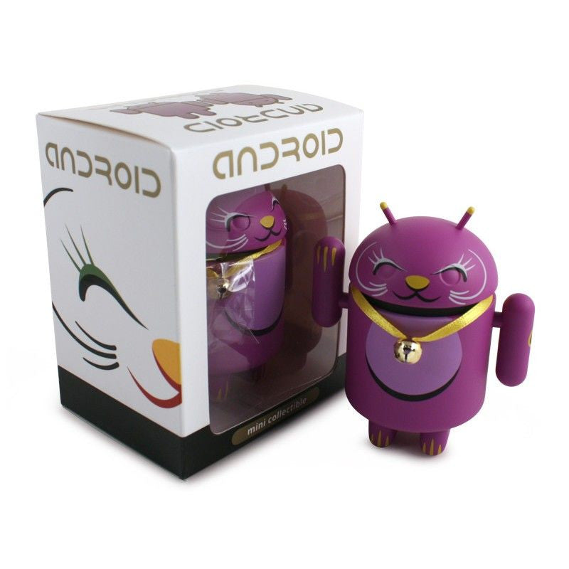 Android Mini Collectible Lucky Cat Series - Purple Lucky Cat w/ Collar Bell - Nike