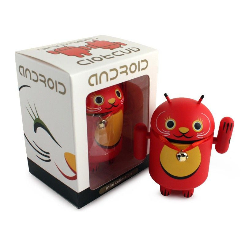 Android Mini Collectible Lucky Cat Series - Red Lucky Cat w/ Collar Bell - Nike